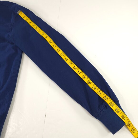 SLATE & STONE Mens MEDIUM Bomber Jacket Blue Cotton Stretch Long Sleeve Full Zip - Picture 15 of 16